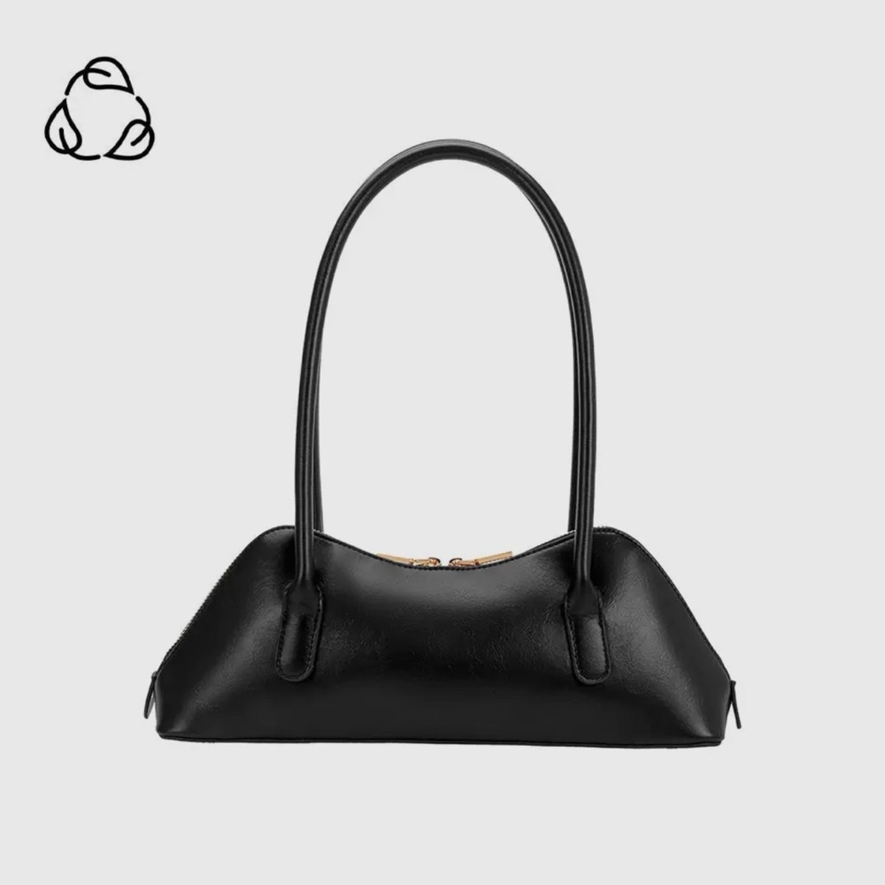Melie Bianco Black Gold Hardware Shoulder Bag NWT Vegan Faux Leather - Picture 4 of 5